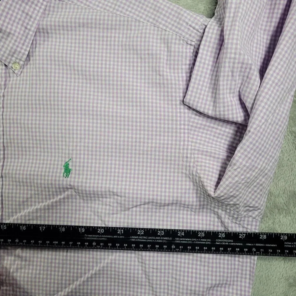 Ralph Lauren Shirt Mens XL Purple Check Long Sleeve Blake Button Down Cotton